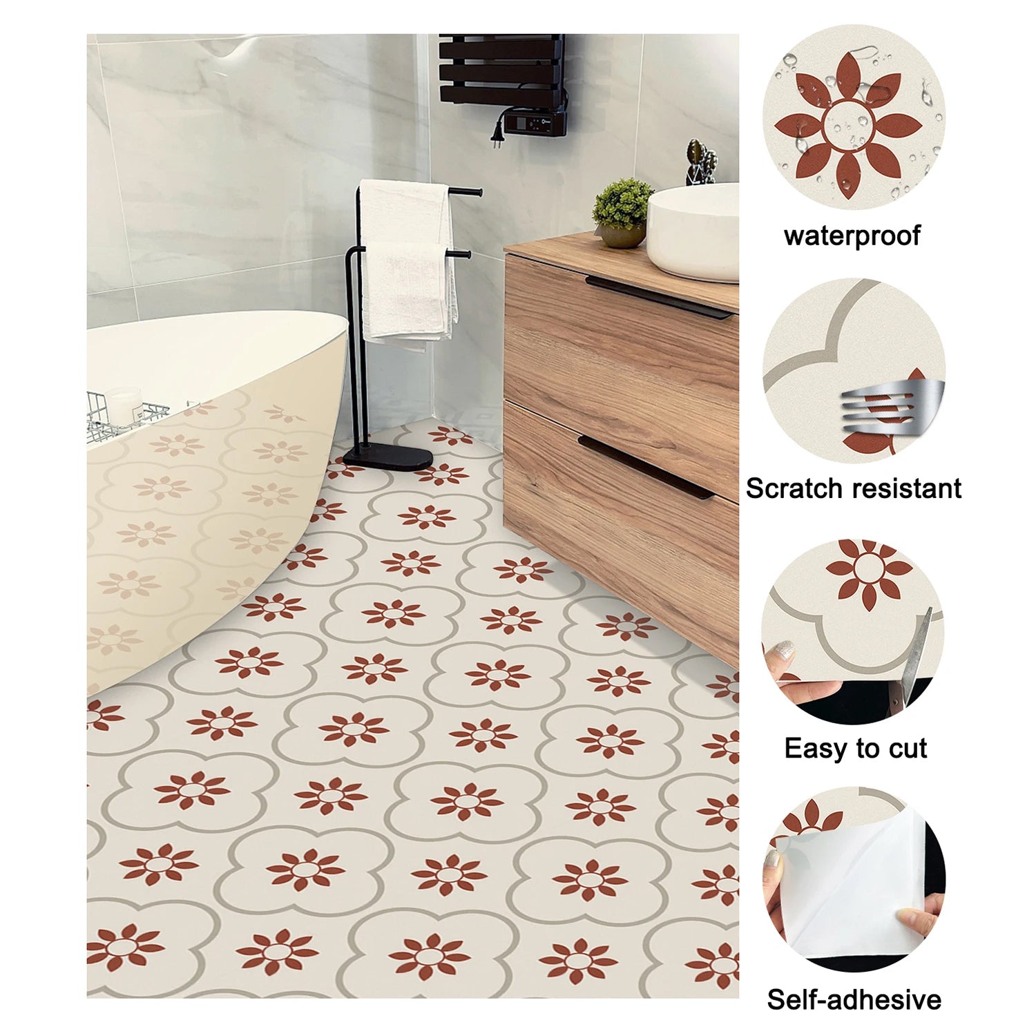 Peel and Stick Floor Tiles Kitchen / Bathroom Backsplash Sticker Detachable Waterproof DIY Tile Stickers for Wall Decoration Tiles Home Decoration (8x8 Inch / 10 Pcs Set) Peel and Stick Floor Tiles Kitchen / Bathroom Backsplash Sticker Detachable Waterproof DIY Tile Stickers for Wall Decoration Tiles Home Decoration (8x8 Inch / 10 Pcs Set)